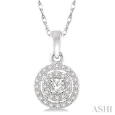 1/5 Ctw Round Cut Diamond Fashion Pendant in 14K White Gold with Chain